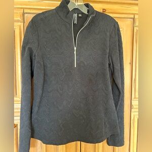 Snoskins black long sleeve 3/4 zip pullover, size medium